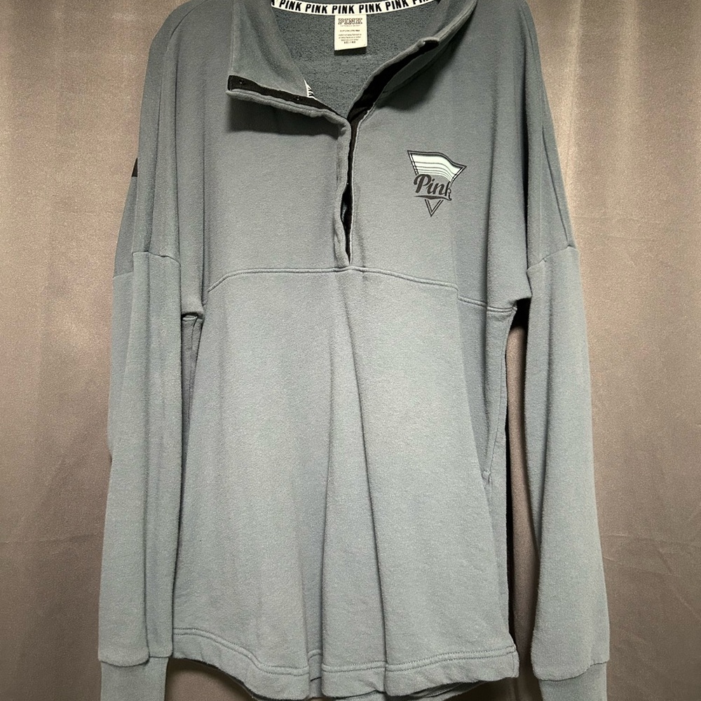 Victoria's Secret PINK women’s Blue Zip-Up Sweater